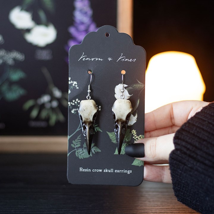 Featured image for “Resin Crow Skull Earrings”