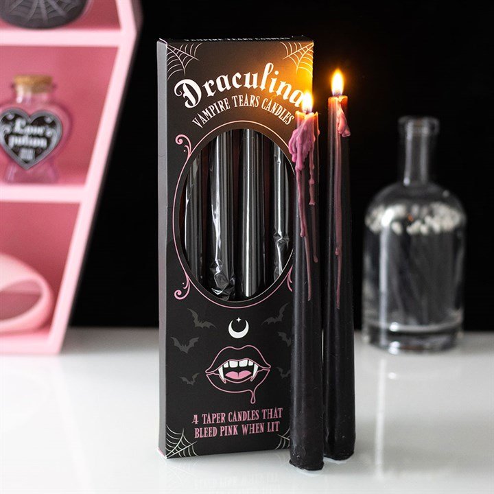 Featured image for “Set of 4 Pink Vampire Tears Taper Candles”